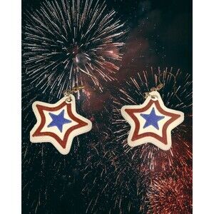 Patriotic Stars 4th of July 3D Printed Earrings